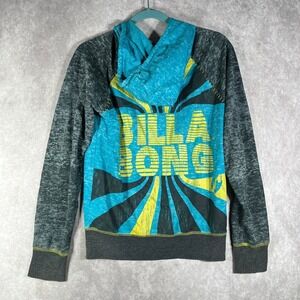 Vintage Billabong Hoodie Sweatshirt Mens Large Blue Gray Full Zip Skater Y2K